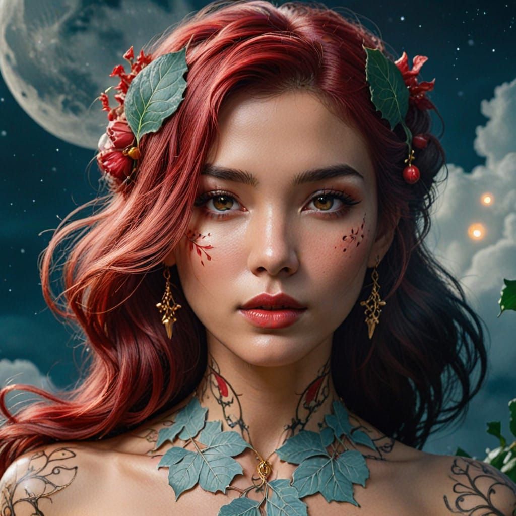 Enchanted Goddess Surrounded by Ethereal Beauty