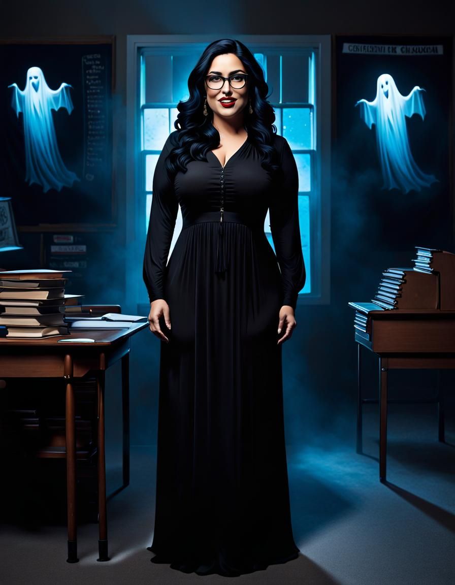 Creepy Teacher Portrait in Dark Horror Style