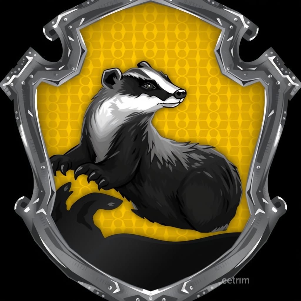 Hufflepuff House Emblem with Honey Badger