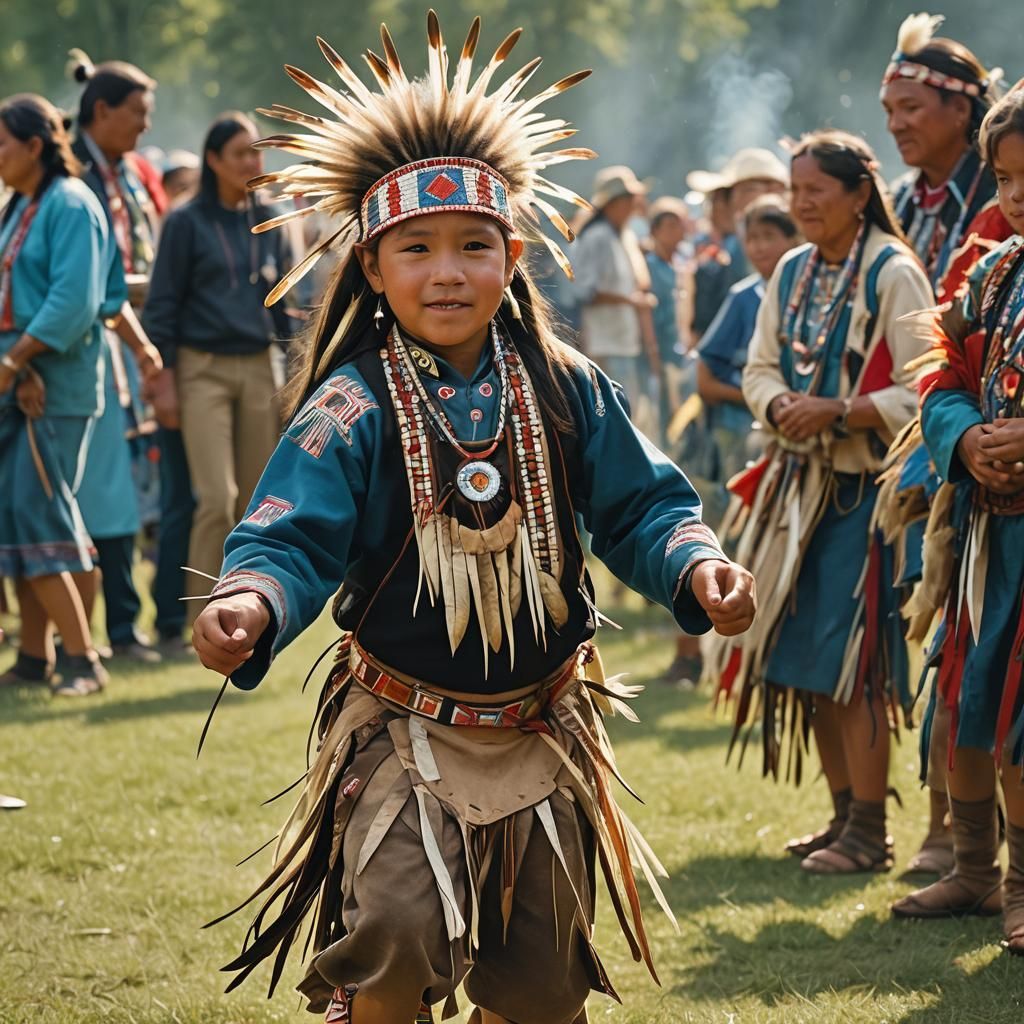 Native American Child Dancer at Pow Wow