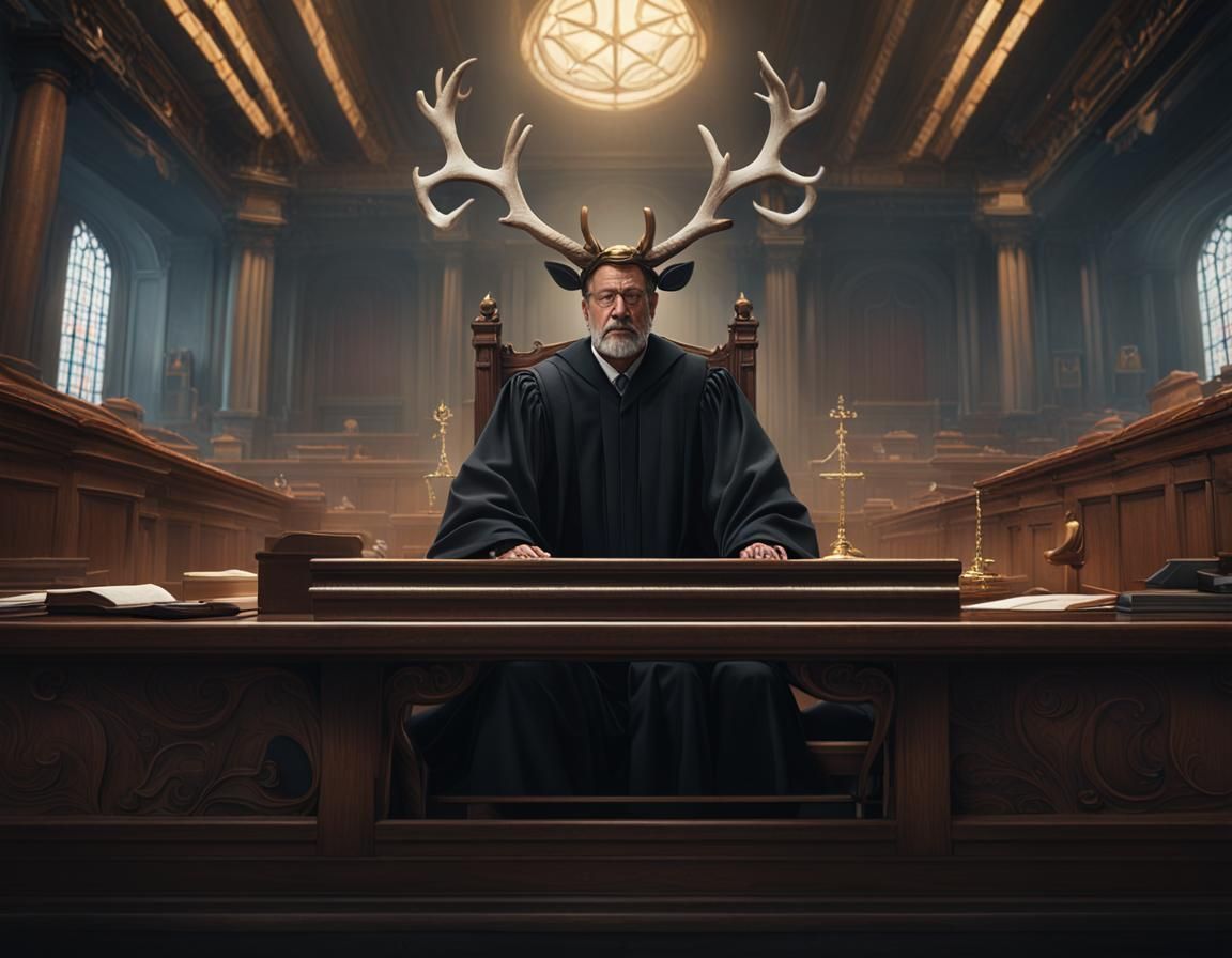 Antlered Judge Presides Over Courtroom Trial