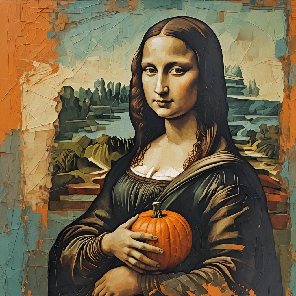 Mona Lisa's Autumn Portrait in Abstract Art