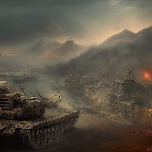 World War 2: Detailed Matte Painting in Deep Color