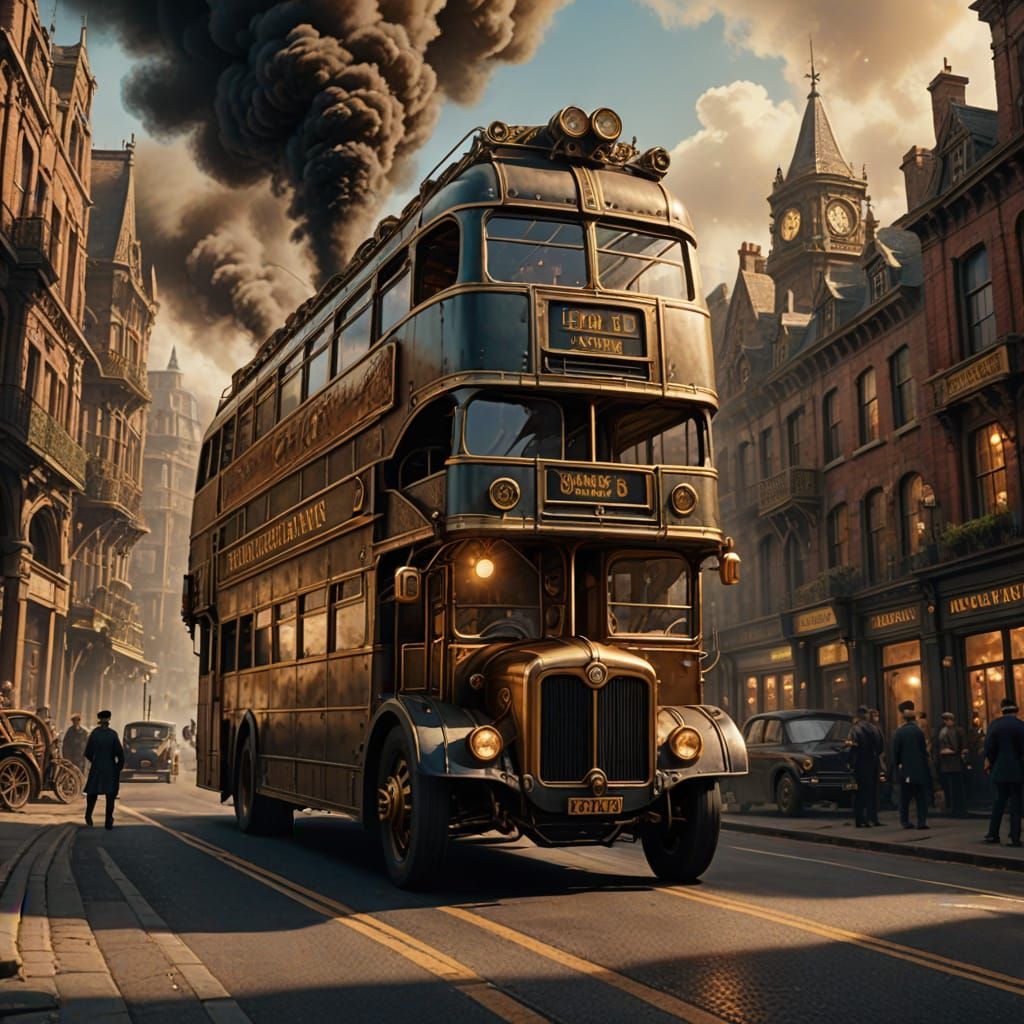 Victorian Steampunk Double Decker Bus Cruises Through Bustli...