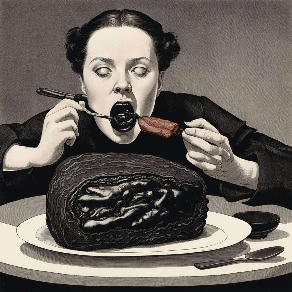 Provocative Image of Woman with Meat Object