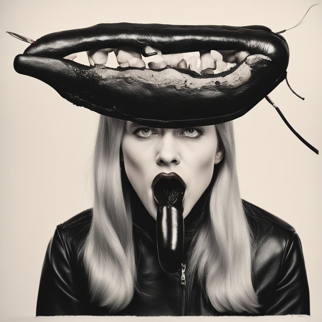 Provocative Image of Woman with Black Object