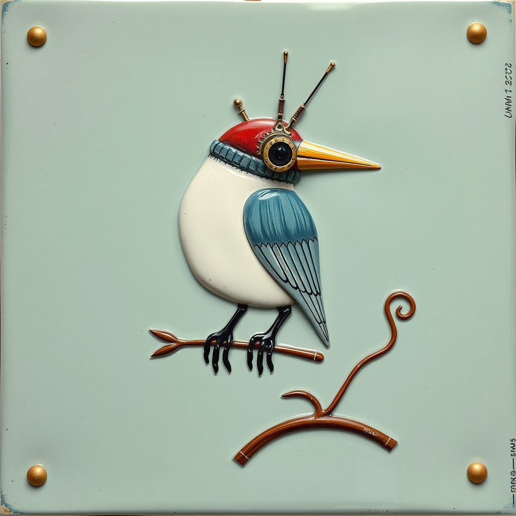 Steampunk Toad in Art Deco Enamel Panel