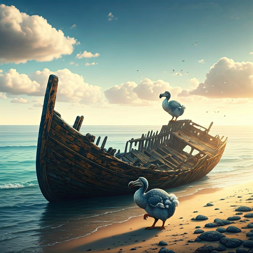 Dodos Explore Shipwreck on Mauritius Beach