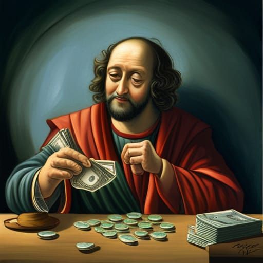 Judas Counting Money with a Wry Smile