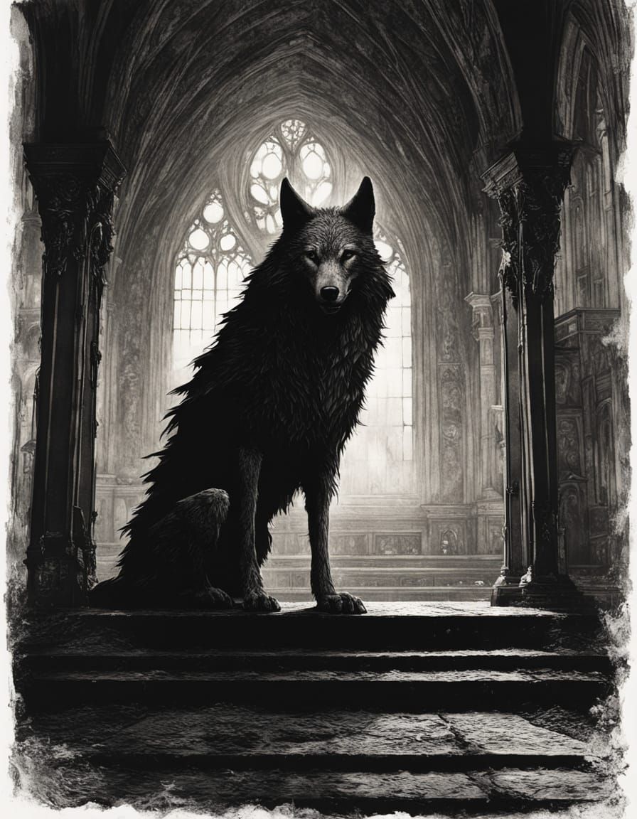 Wolf in Sheep Costume at Church Pulpit Surrealism