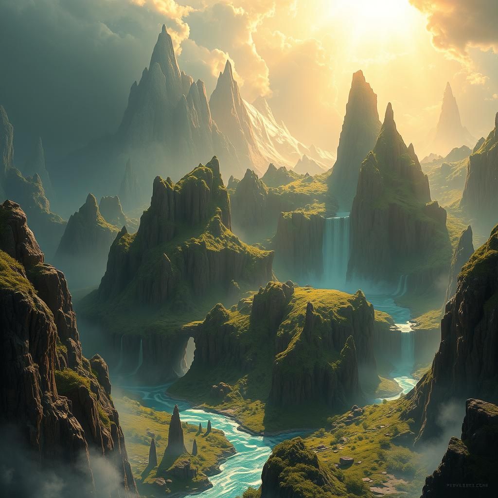 Mystical Realm Landscape in Digital Painting Style