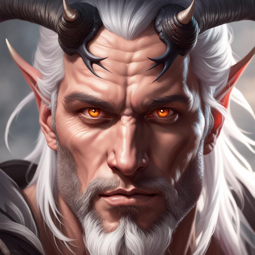 Epic Dark Fantasy Portrait of Horned Man