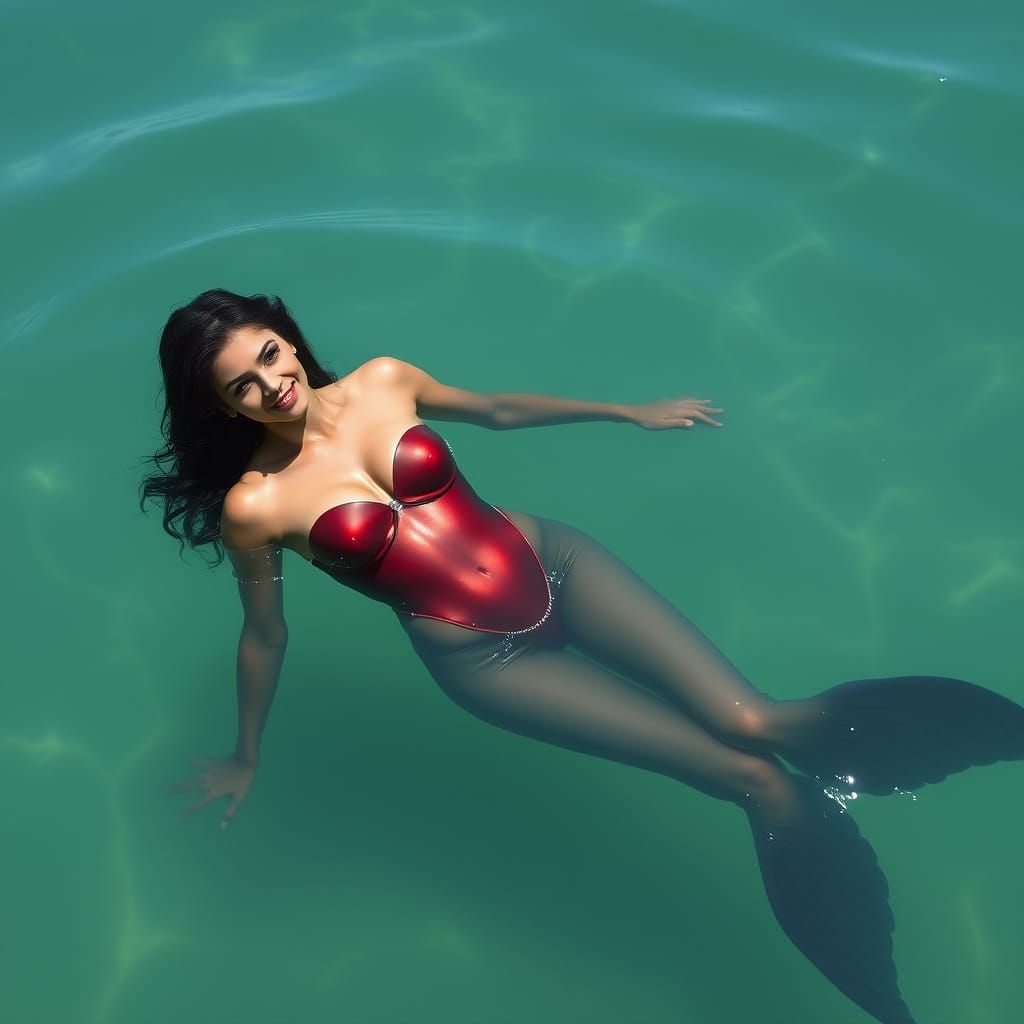 Sultry Mermaid in Latex Suits Dives into the Ocean