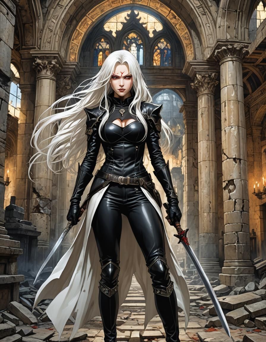 Anime Villain Ready to Fight in Ruined Palace