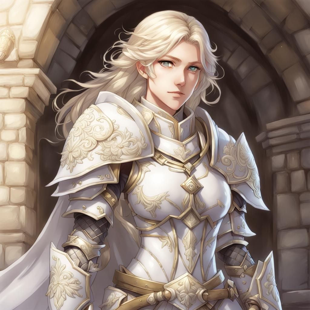 Anime Female Paladin in Pearlescent Armour