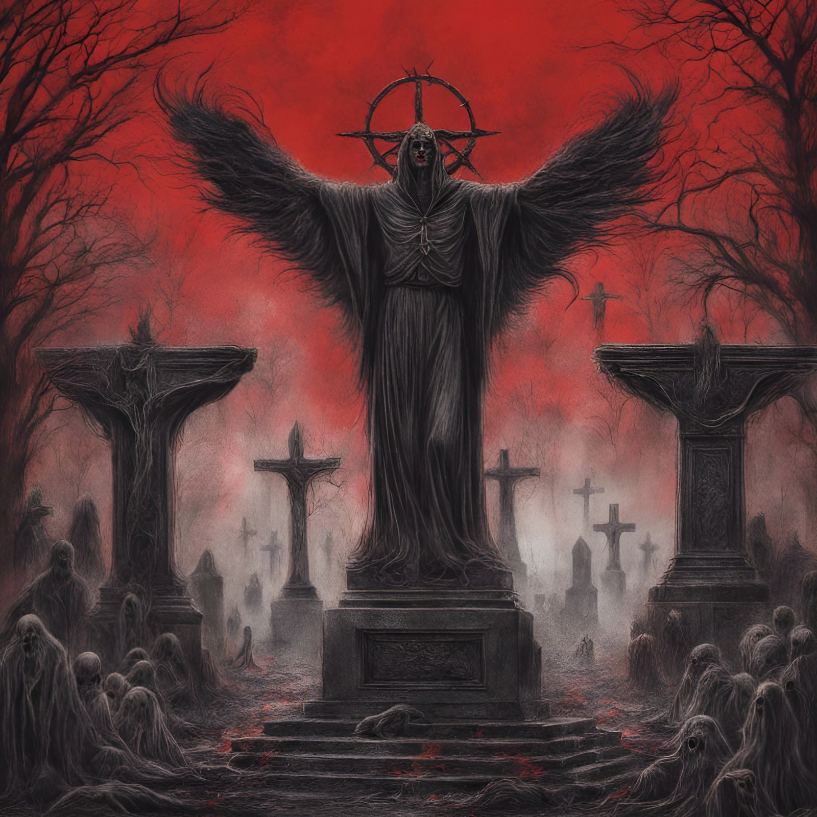 Evil Satanic Ritual in Red Mist Cemetery