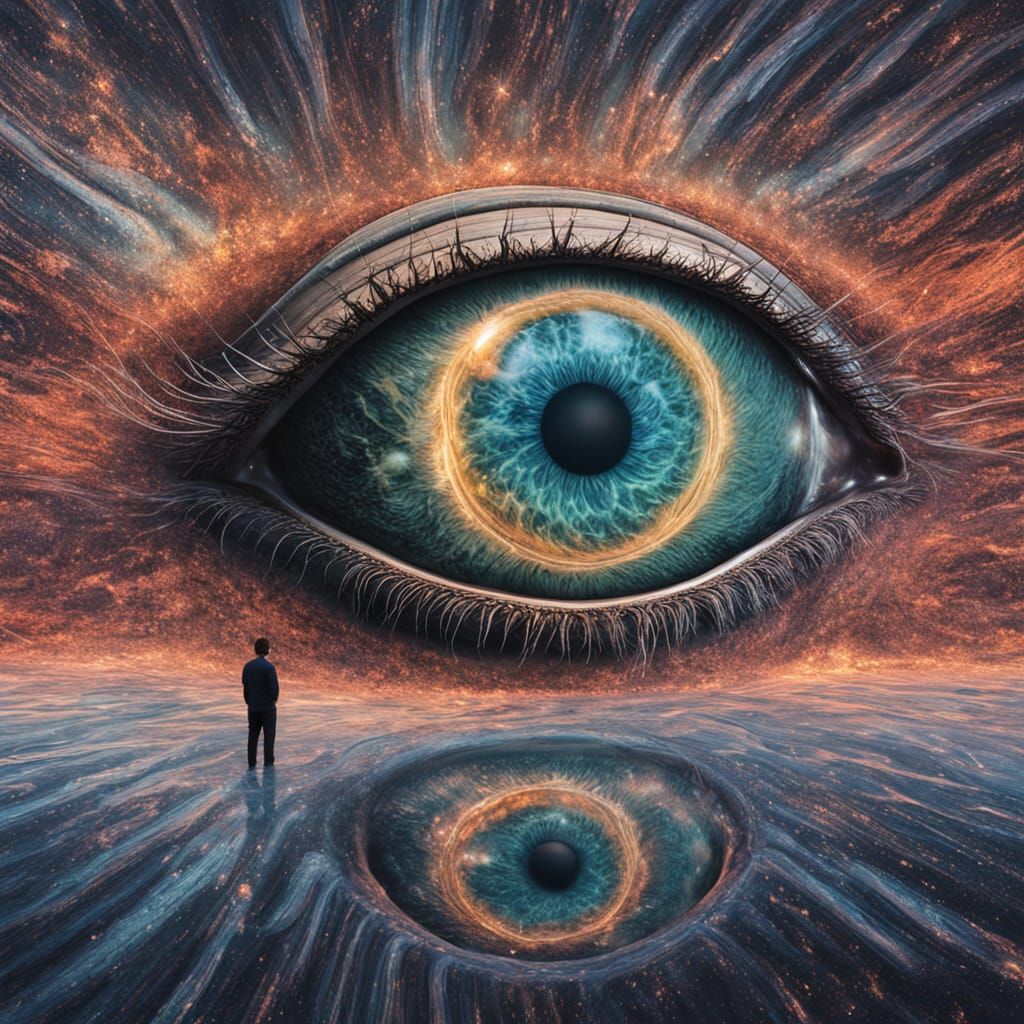 Giant Eyeball in Cosmic Landscape: Surreal Digital Art