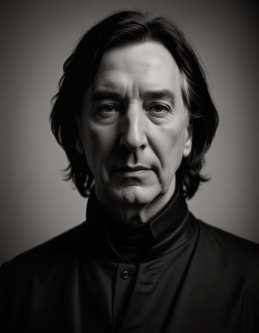 Elegant Portrait of Severus Snape in Black and White