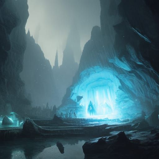 Enchanted Crystal Cave: Dark Fantasy Concept Art