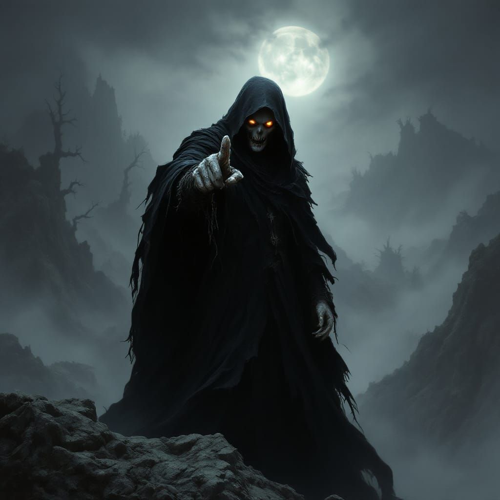 Gothic Victorian Figure on Misty Mountain