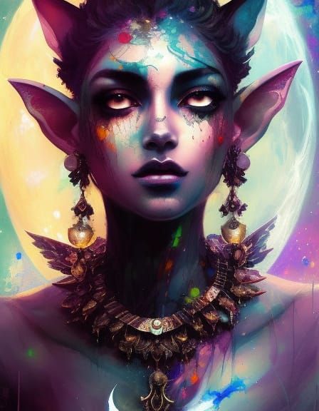 Dark Elf Queen Portrait in Textured Speedpaint Style