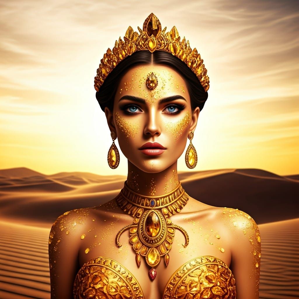 Desert Princess Radiating a Jewel-Toned Aura