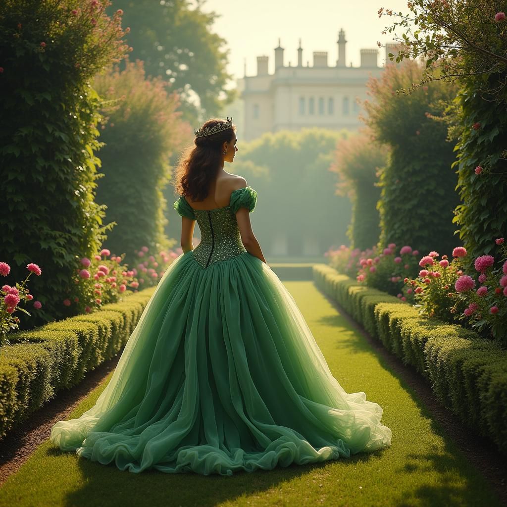 Anne Boleyn in Emerald Tutu, Pre-Raphaelite Style