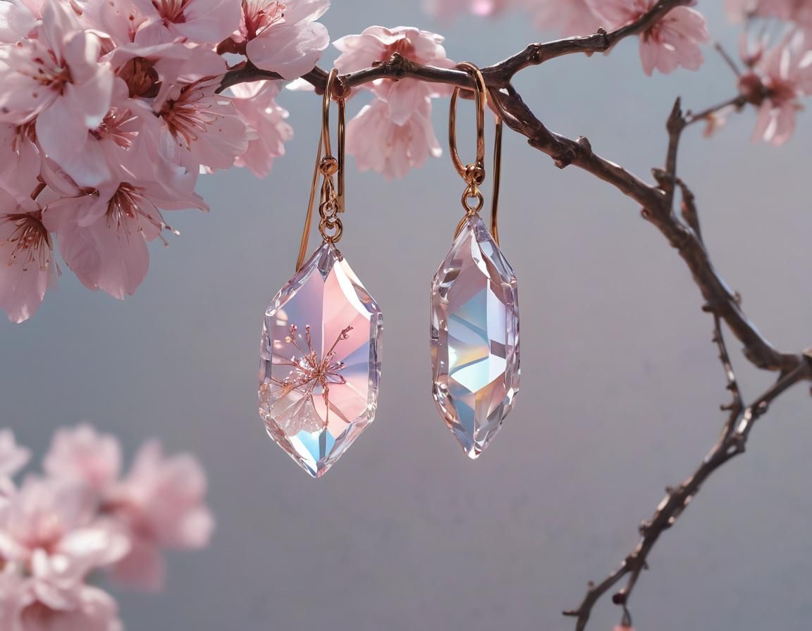 Crystal Sakura Earring: Fantasy Jewelry Concept Art