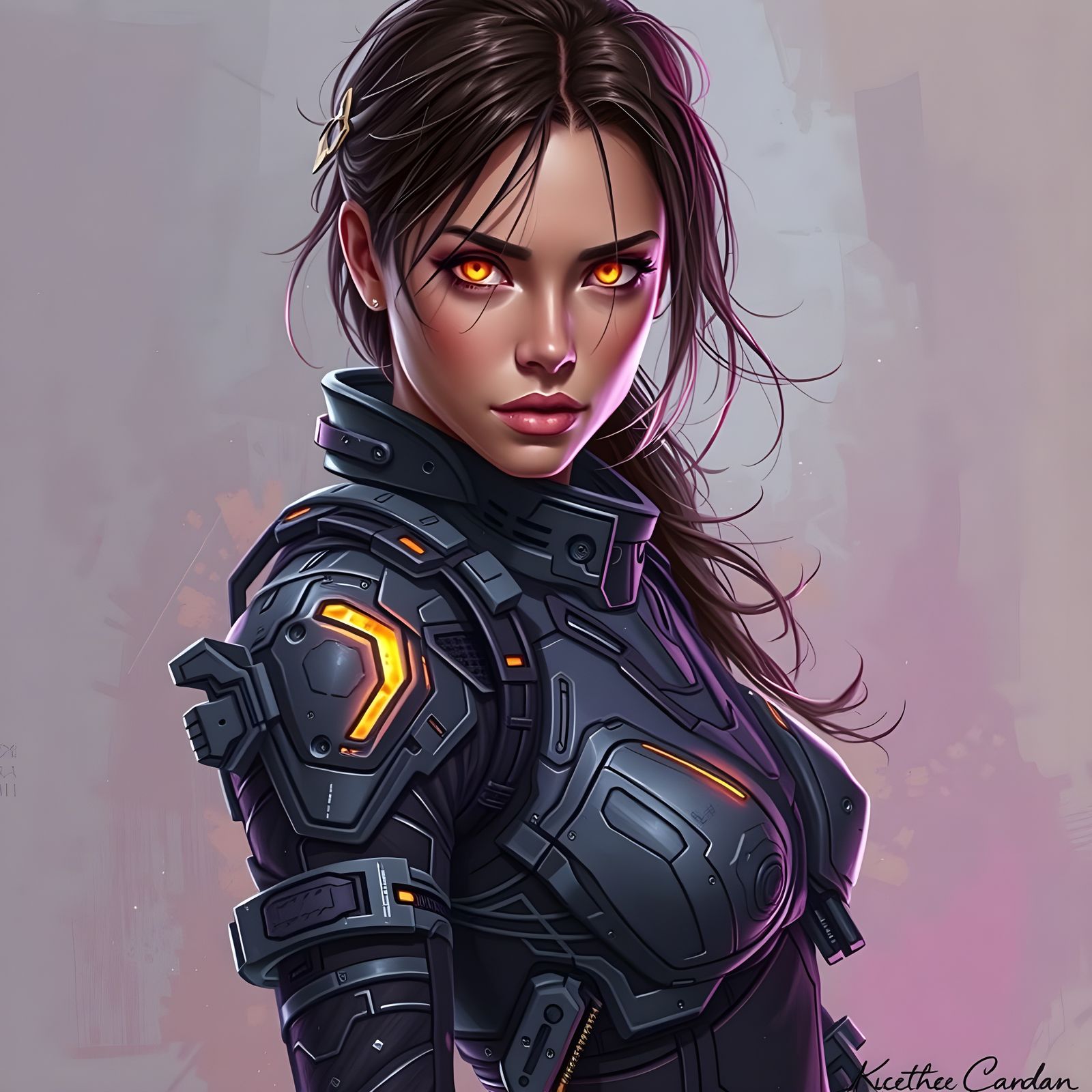 Futuristic Female Commander in Digital Painting Style