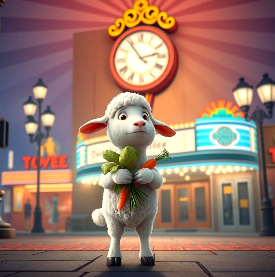 Nervous Lamb on First Date: Pixar-Inspired 3D Art