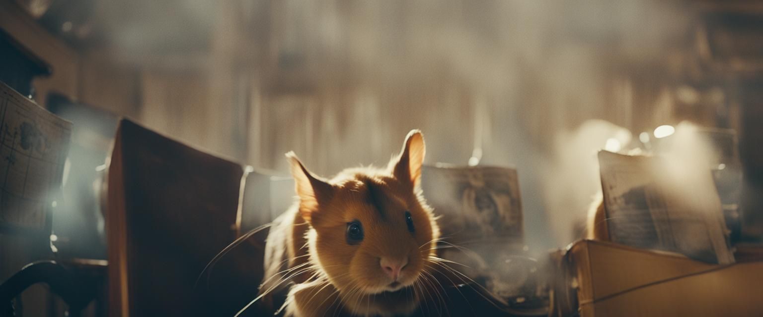 Cinematic Film Still of Woman Discovering Camera