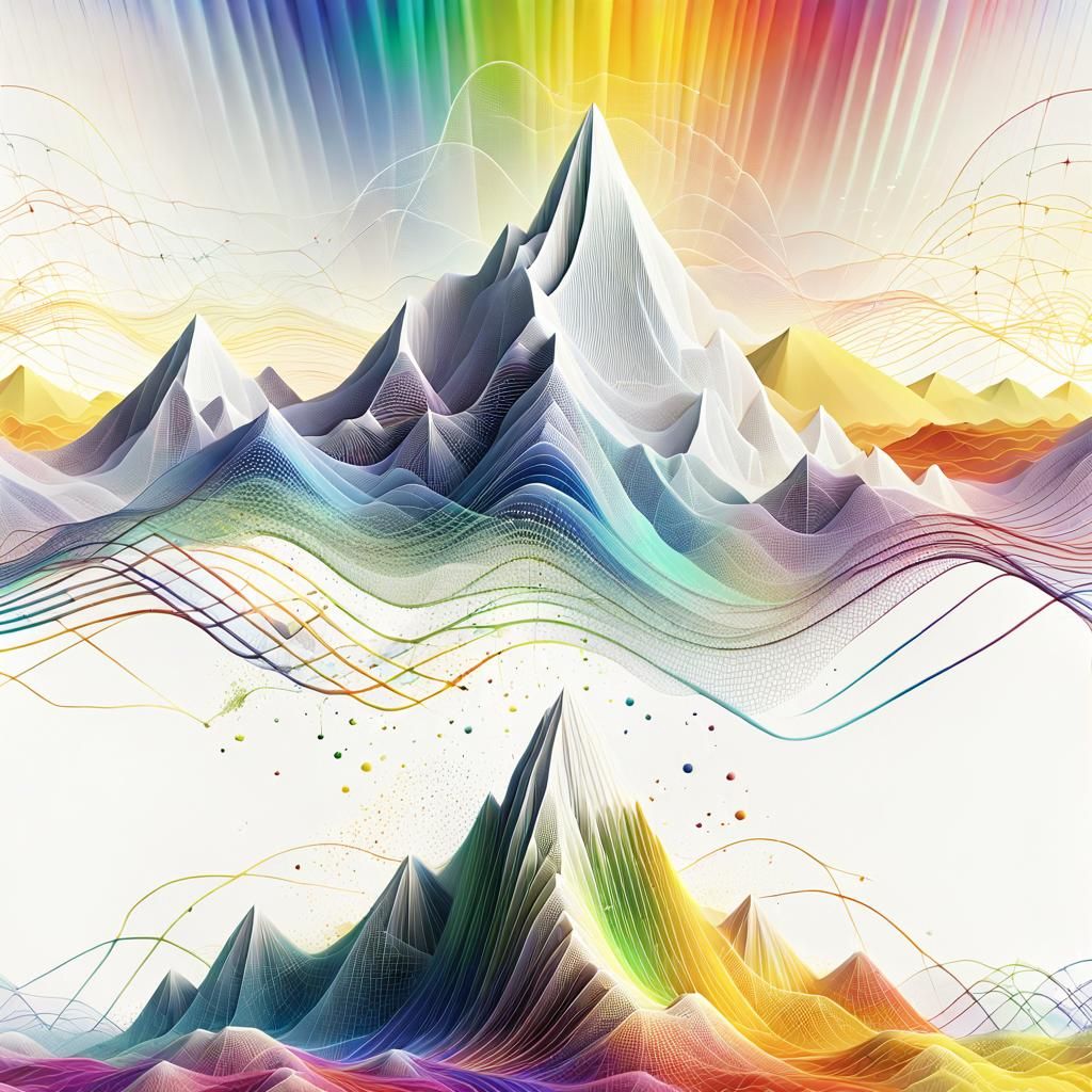 Abstract Wireframe Mountainscape in Expressionist Style