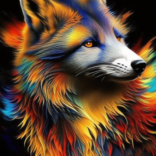 Majestic Ink Fox in Smokey Ink Art Style