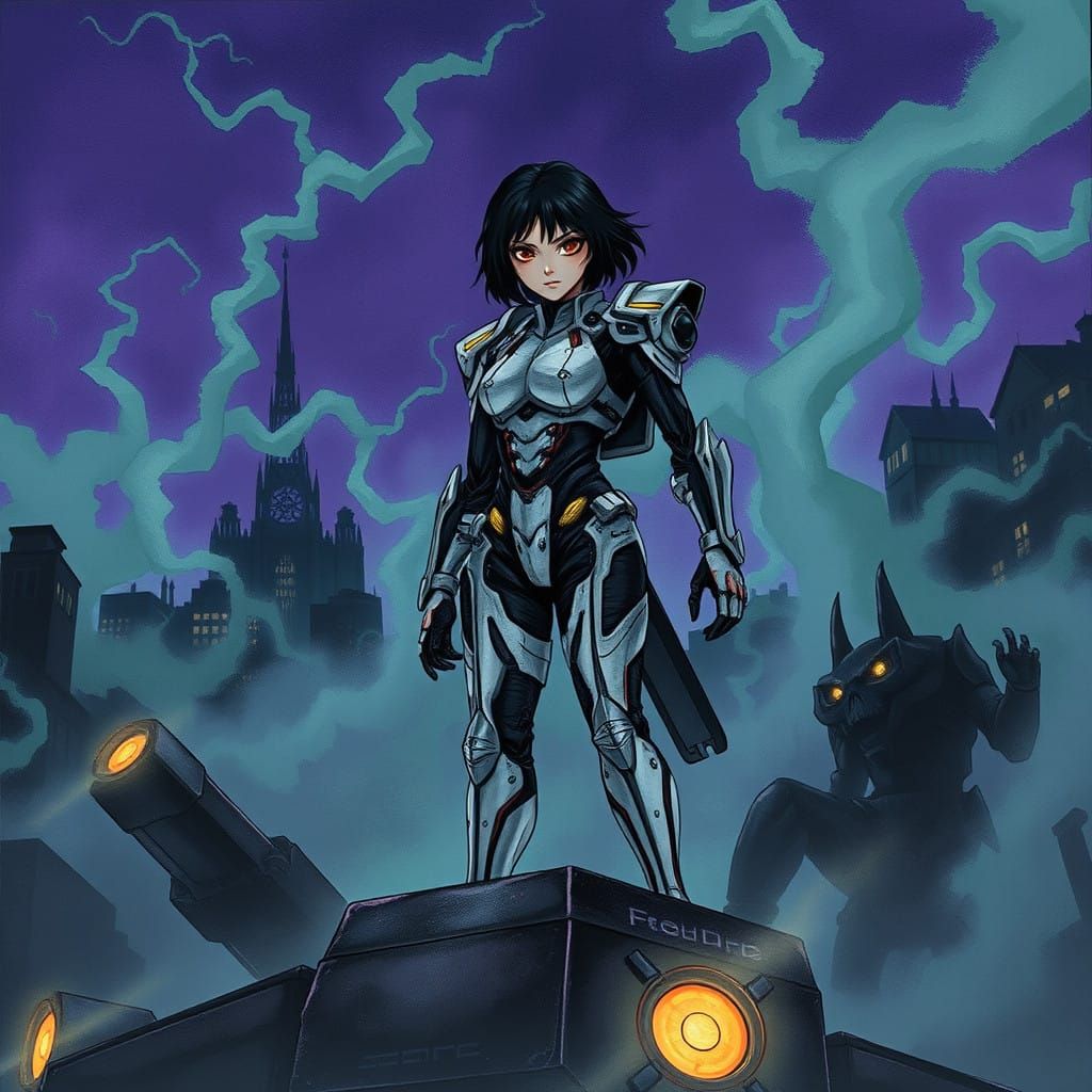 Battle Angel Alita in Dark Studio Ghibli Nightmare Scene