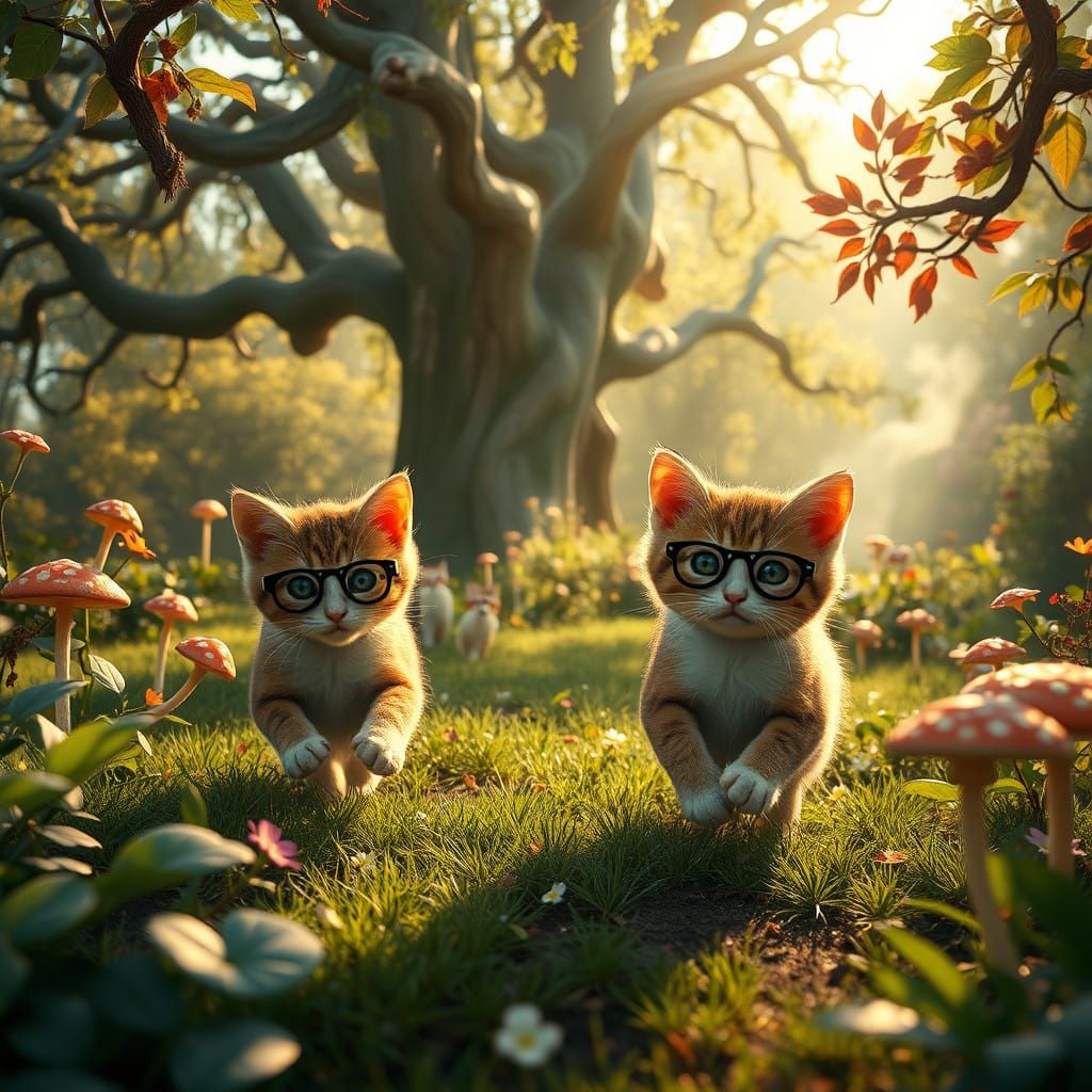 Whimsical Kitten Adventure in an Enchanted Garden