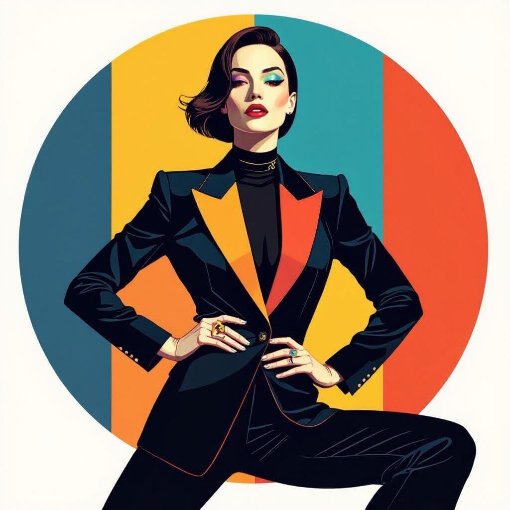 Androgynous Model Posing in Pop Art Style