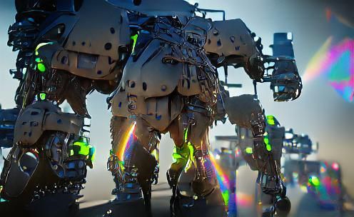 Cyberpunk Armored Walker with Neon Lights