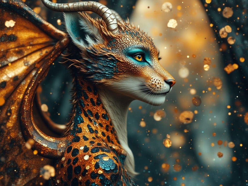 Dragon-Leopard Hybrid in Splash Art Style