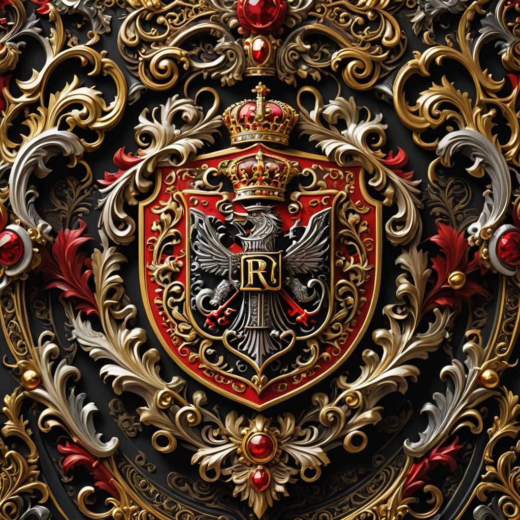 Epic Crest in Triadic Color Scheme with Golden Accents