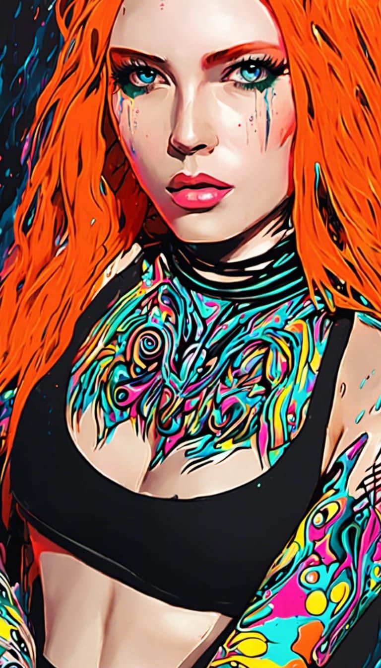 Cyberpunk Neon Goth Woman in 2099