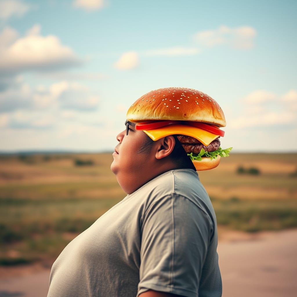 Surreal Double Exposure of a Plump Man's Brain with a Juicy ...