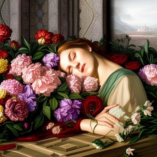 Sleeping amongst flowers