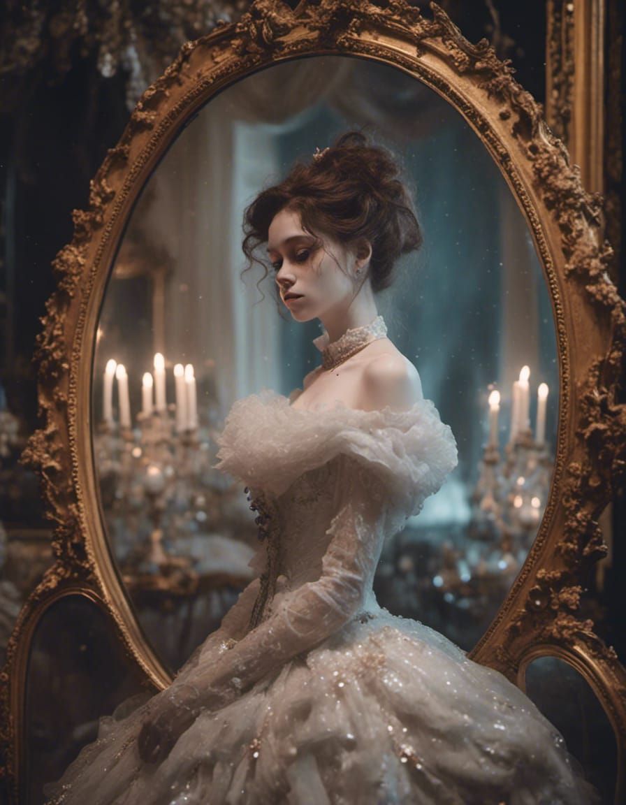 Ghostly Victorian Lady in Desolate Boudoir