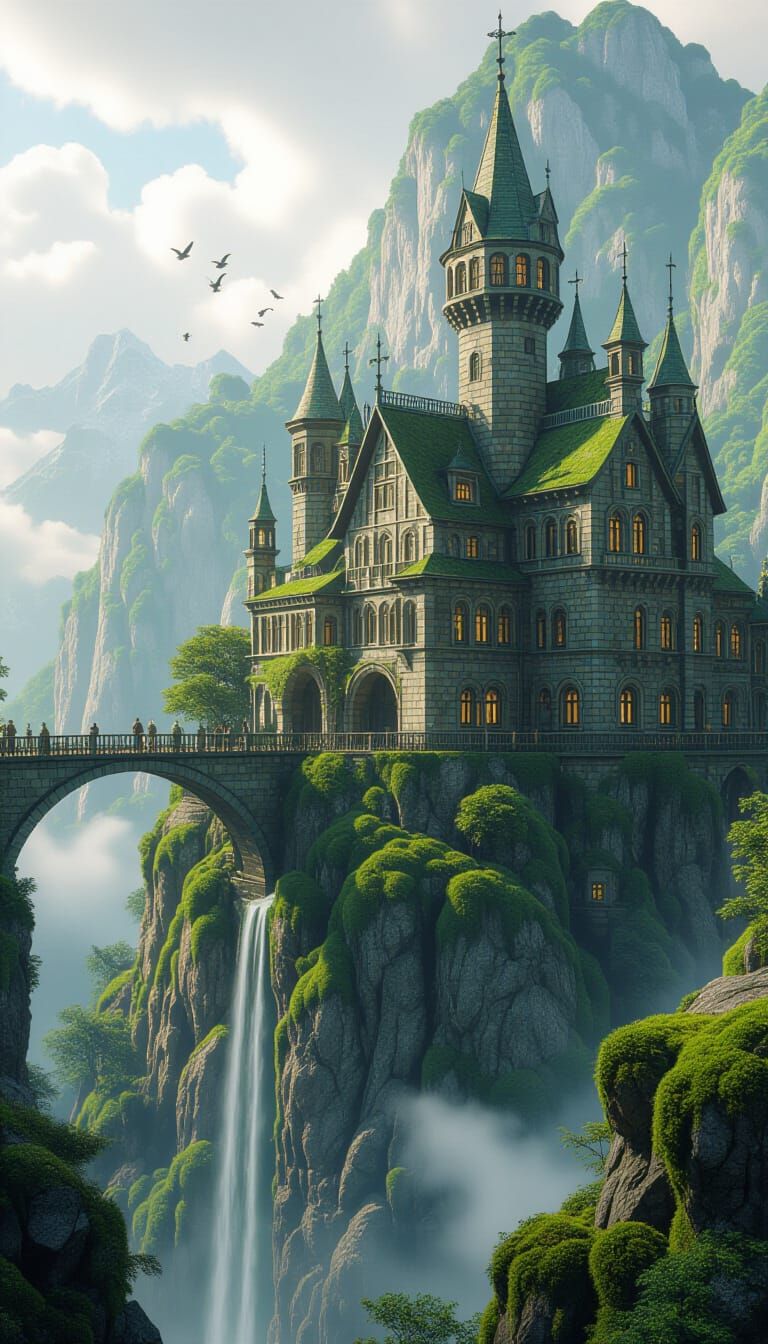 Mossy Fairy Castle: Epic Digital Matte Painting