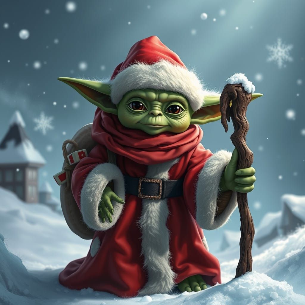 Yoda as Winter Santa