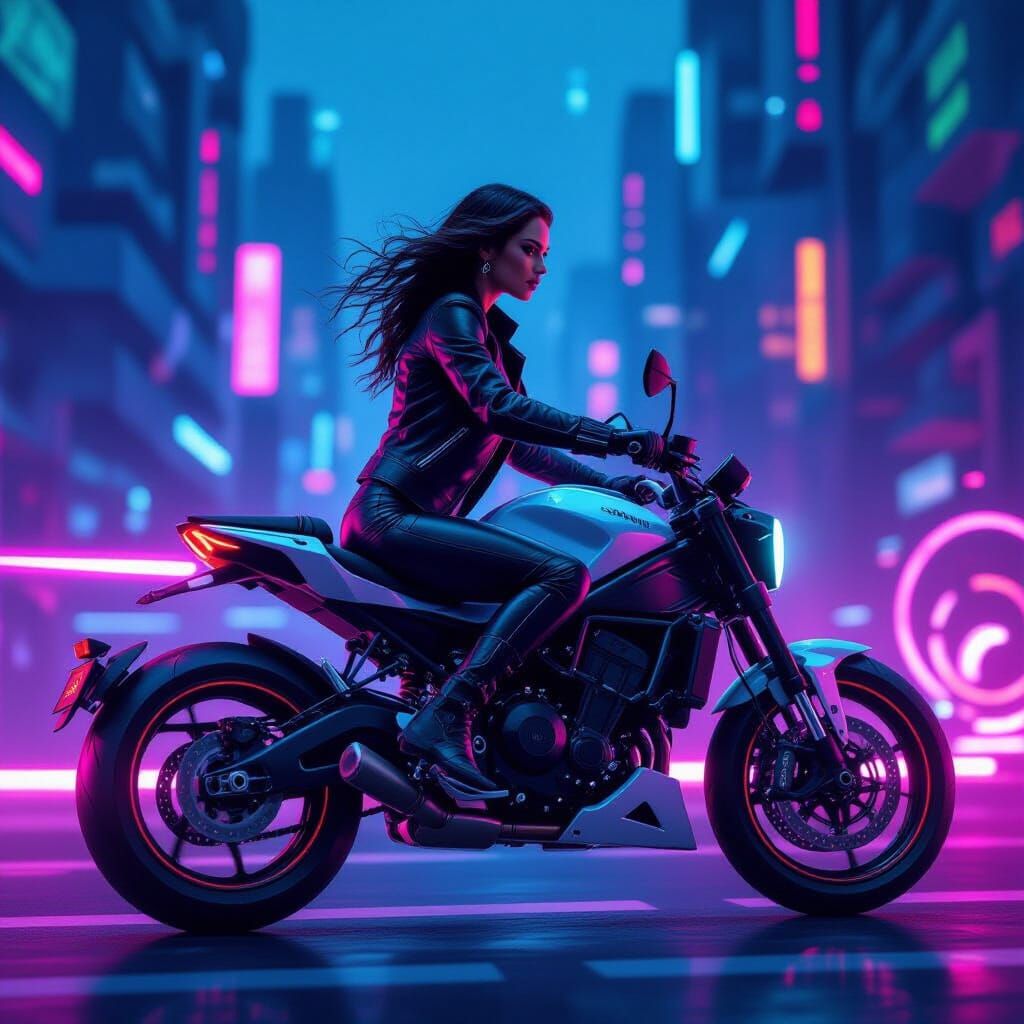 Futuristic Hybrid Biker in 8-bit Pixel Art Style