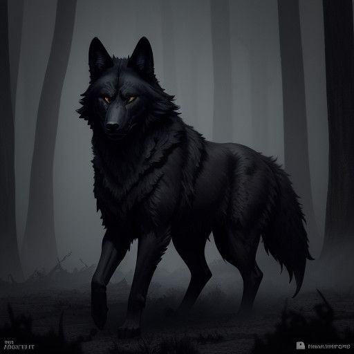 Wolf Under Dark Moonlit Ashwood