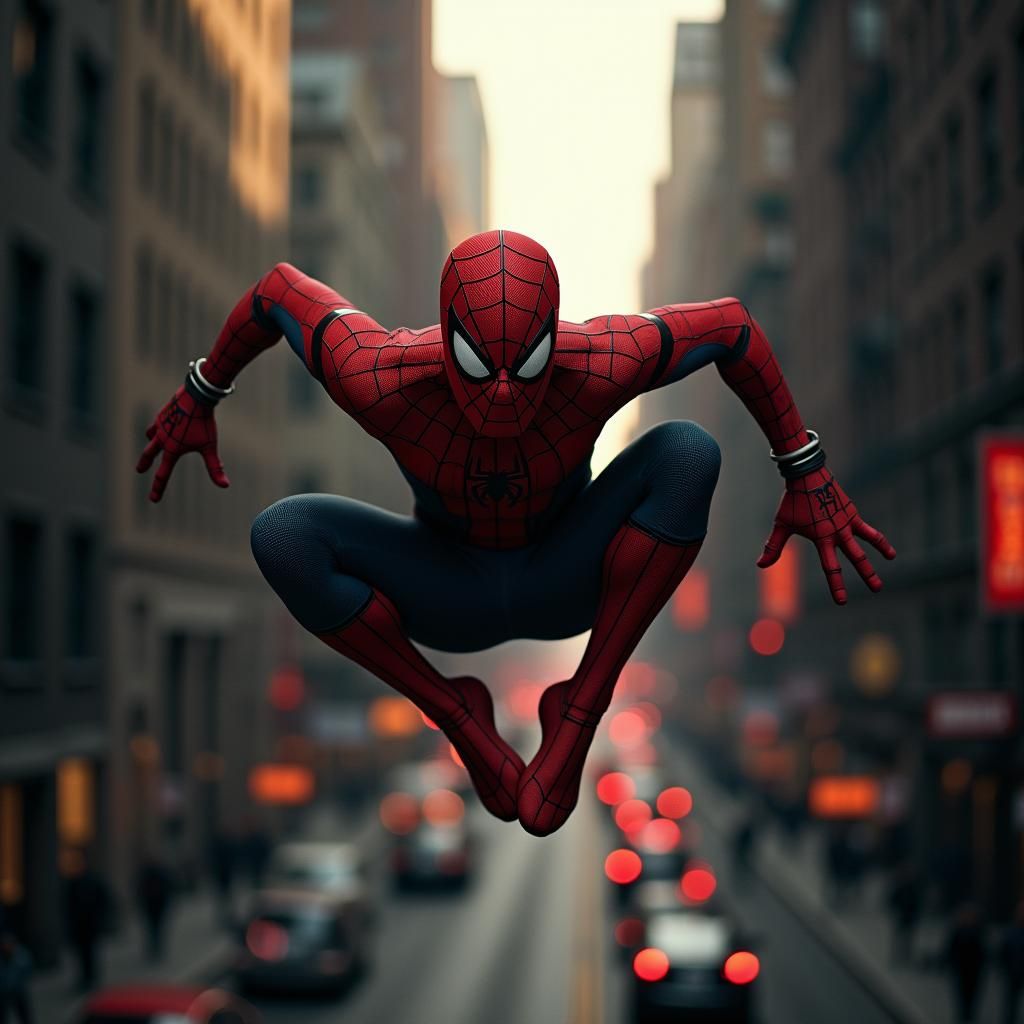 Spider-Man Mid-Air Cinematic Film Still