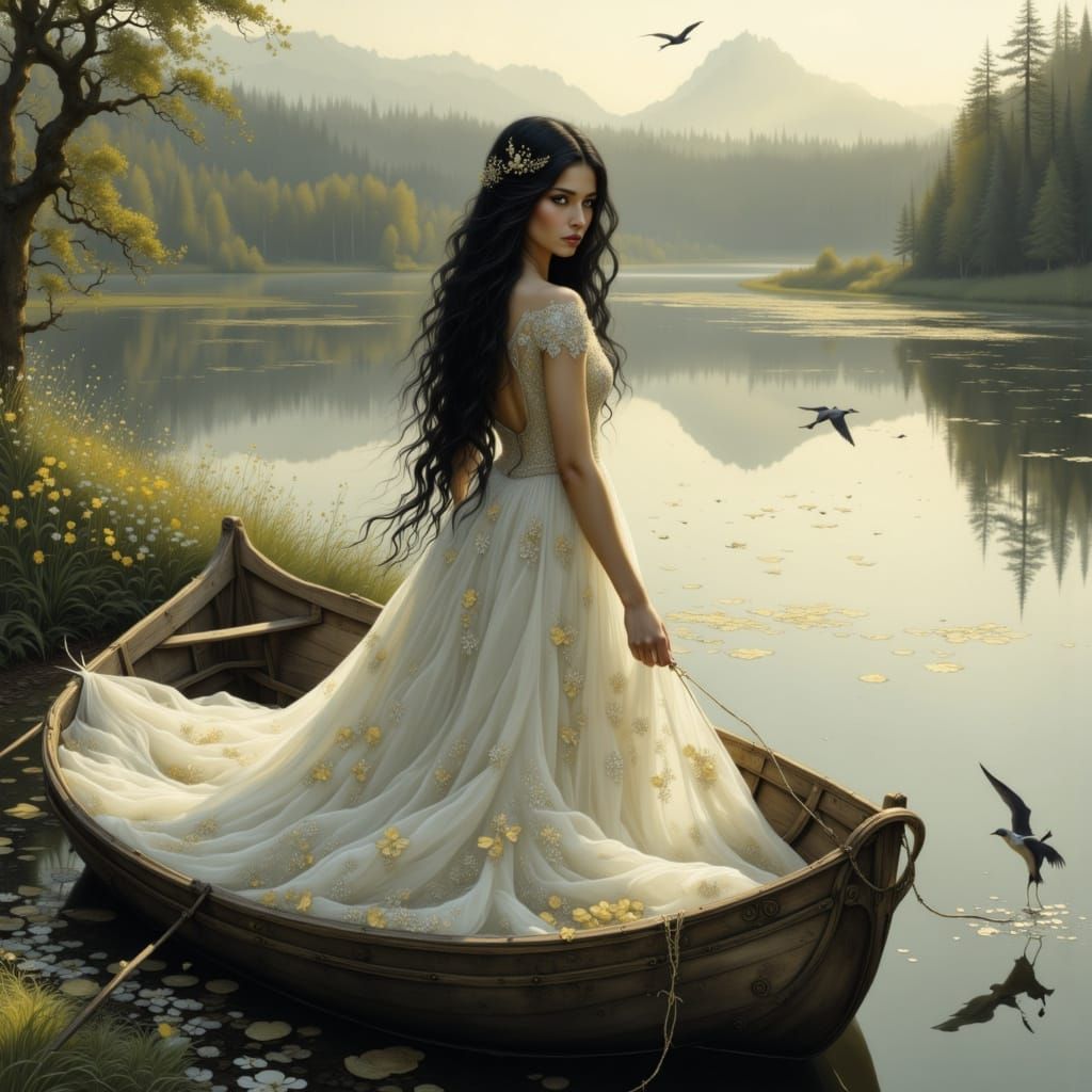 Odette the Swan Queen in Romantic Realism Style