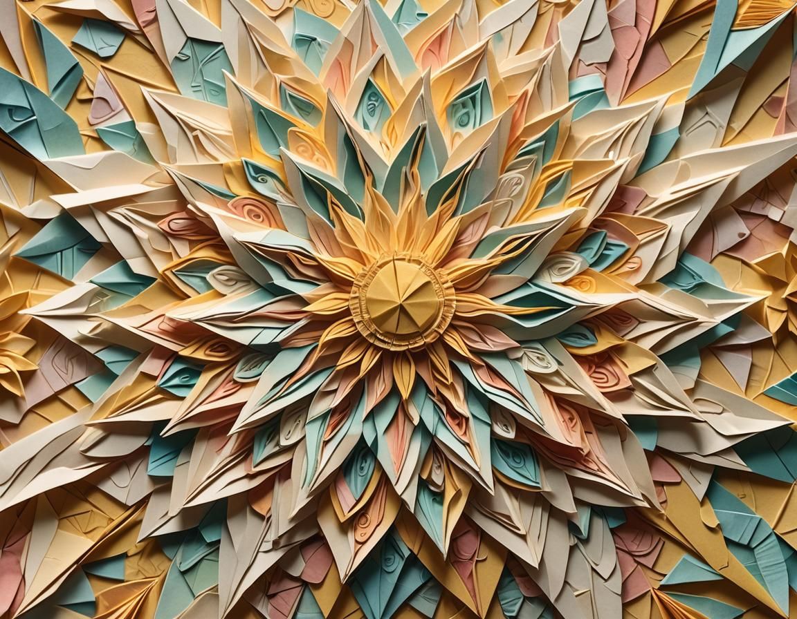 Victorian Origami Sun Papercraft in Pastel Colors